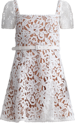 Floral Lace Mini Dress - White
