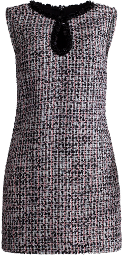 Boucle Embellished Mini Dress - Black