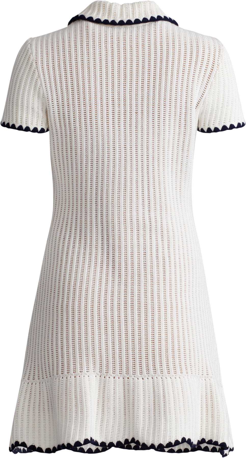 self portrait cream crochet collared mini dress Crochet Contrast Trim Mini Dress Cream