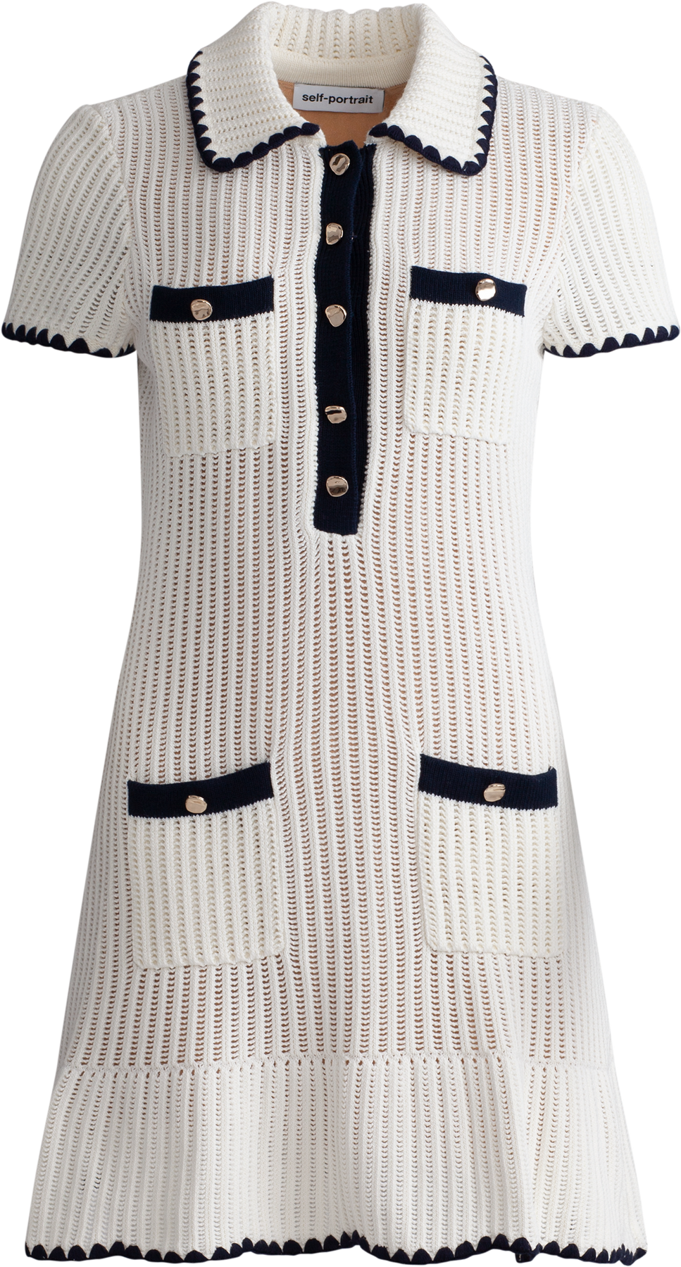Crochet Collared Mini Dress - Cream Crochet Collared Mini Dress - Cream