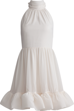 Fern Halterneck Ruffled Mini Dress - White