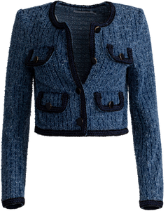 Textured Denim Jacket - Blue