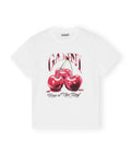 Basic Jersey Red Cherry Relaxed T-Shirt - Bright White