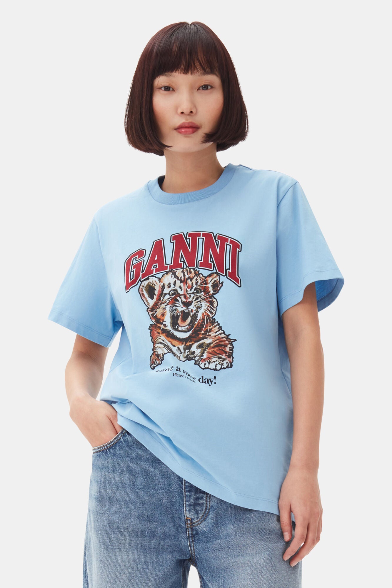 Basic Jersey Tiger Relaxed T-Shirt - Blissful Blue