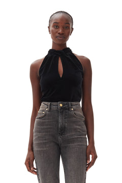 Velvet Jersey Top - Black
