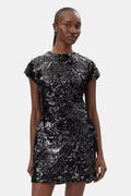 Velvet Sequins Mini Dress - Black