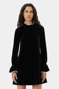 Velvet Jersey A-Line Mini Dress - Black