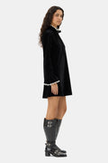 Velvet Jersey A-Line Mini Dress - Black