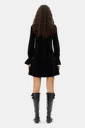 Velvet Jersey A-Line Mini Dress - Black