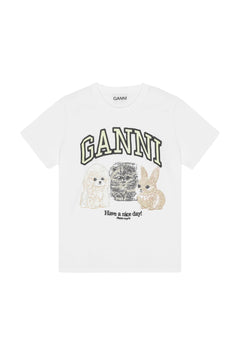 Basic Cotton Jersey Animals Relaxed T-Shirt - Bright White