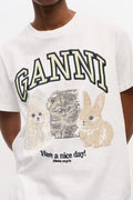Basic Cotton Jersey Animals Relaxed T-Shirt - Bright White