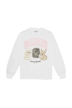 Re-Cut Heavy Jersey Animals Long Sleeve - Bright White