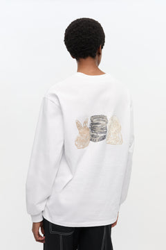 Re-Cut Heavy Jersey Animals Long Sleeve - Bright White