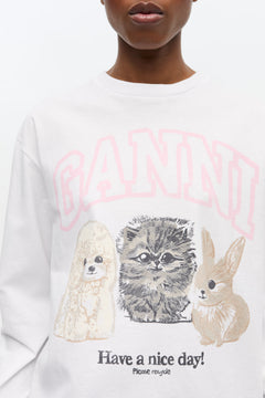 Re-Cut Heavy Jersey Animals Long Sleeve - Bright White