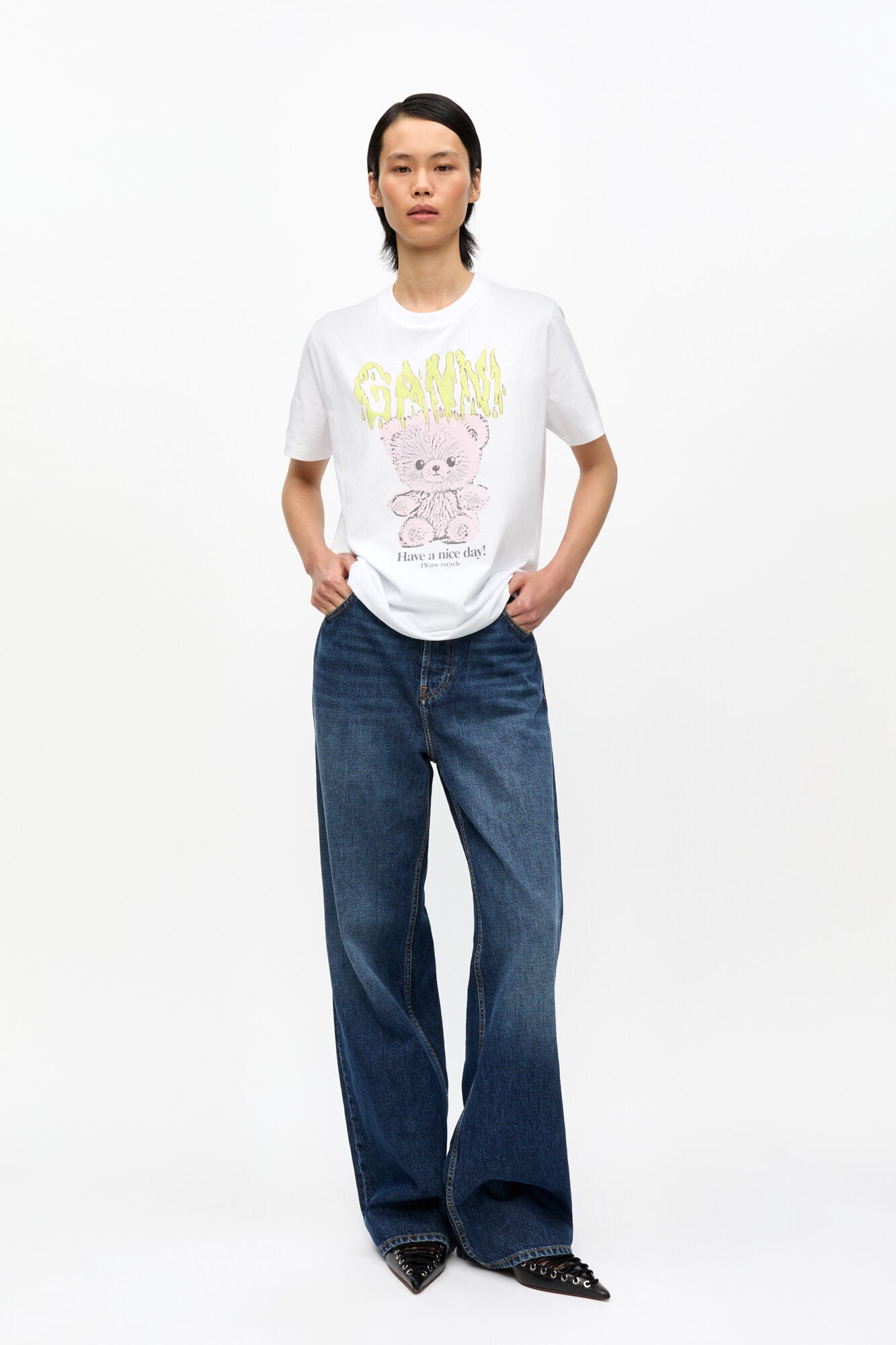 Basic Jersey Teddy Relaxed T-Shirt - Bright White