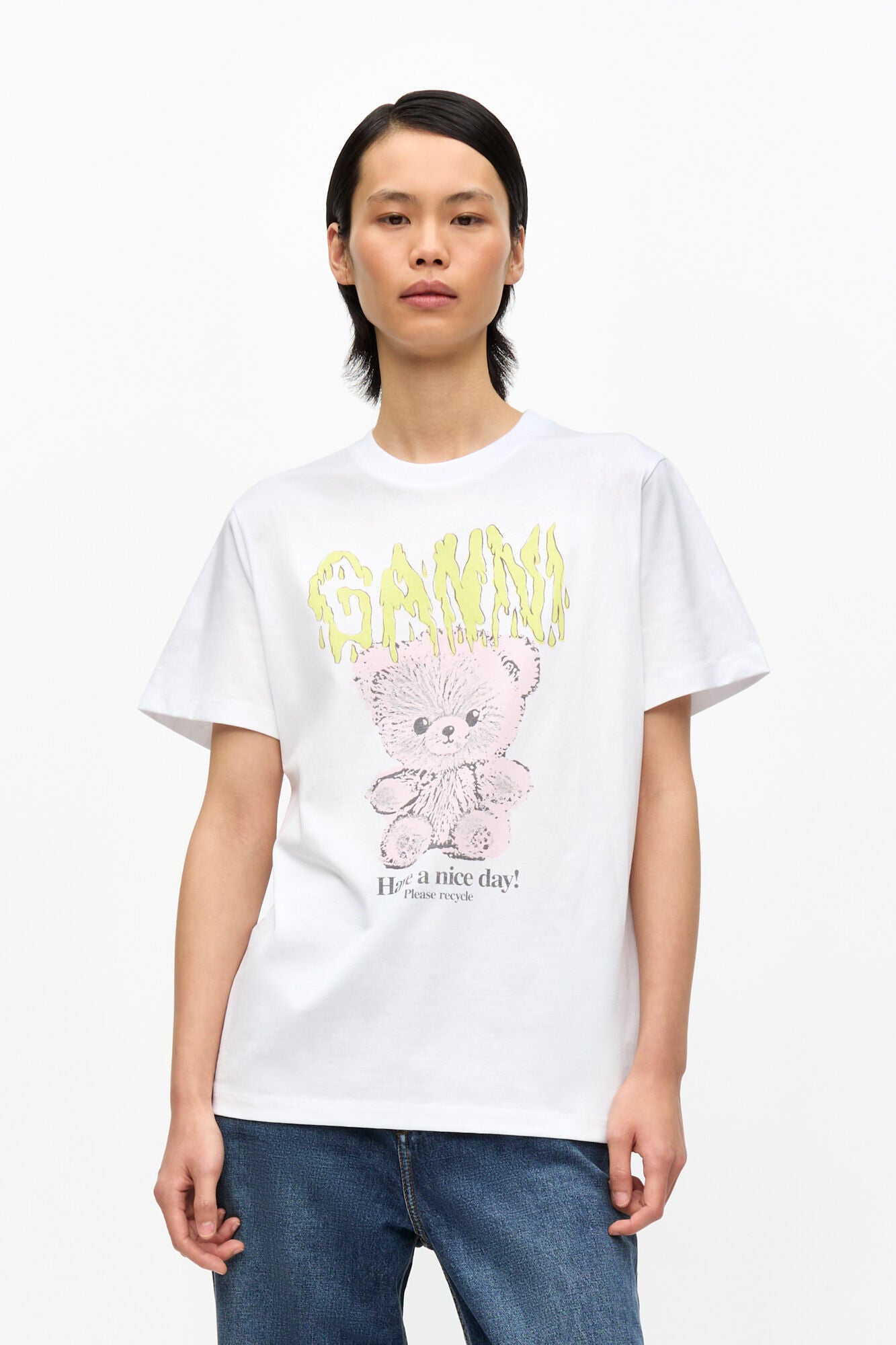 Basic Jersey Teddy Relaxed T-Shirt - Bright White
