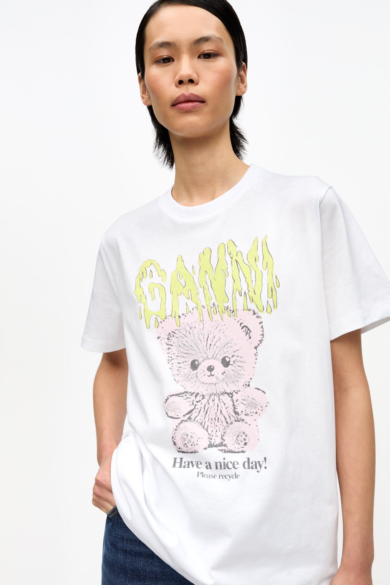 Basic Jersey Teddy Relaxed T-Shirt - Bright White