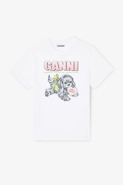 Basic Cotton Jersey Neon Puppy T-Shirt - Bright White