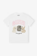 Basic Cotton Jersey Animals Relaxed T-Shirt - Bright White