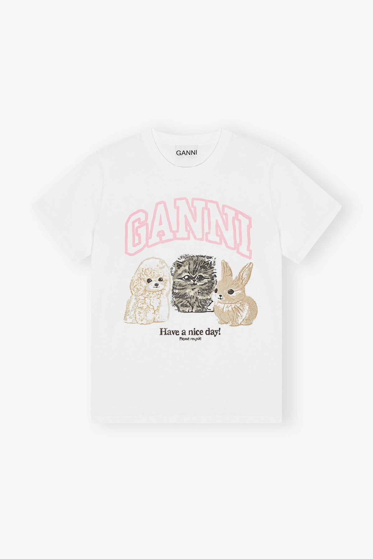 Basic Cotton Jersey Animals Relaxed T-Shirt - Bright White