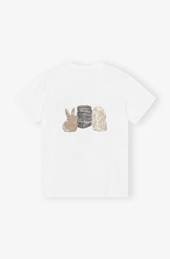 Basic Cotton Jersey Animals Relaxed T-Shirt - Bright White