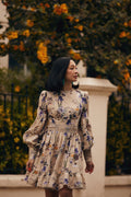 Valerie Open Back Silk Blend Maxi Dress - Fall Blooms