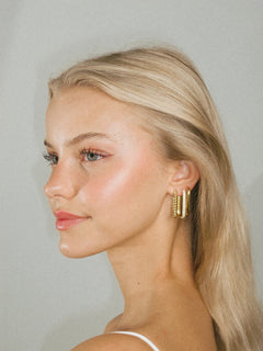 Diamond Edge Hoops - Gold
