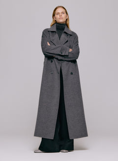 Thale Wool Trenchcoat  - Grey Melange