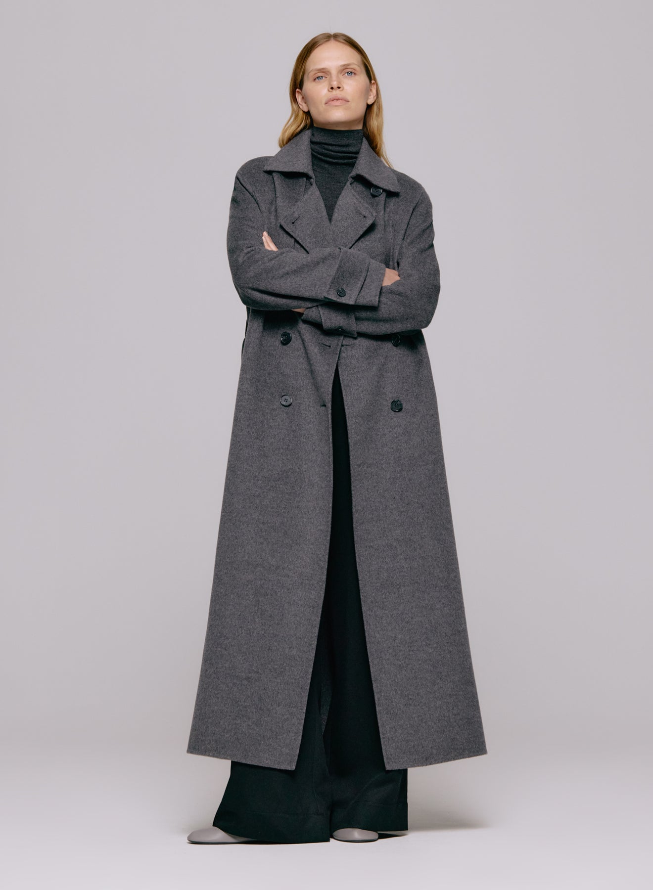 Thale Wool Trenchcoat  - Grey Melange