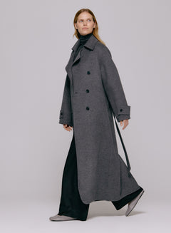 Thale Wool Trenchcoat  - Grey Melange