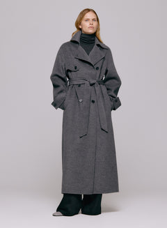 Thale Wool Trenchcoat  - Grey Melange