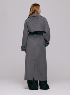 Thale Wool Trenchcoat  - Grey Melange
