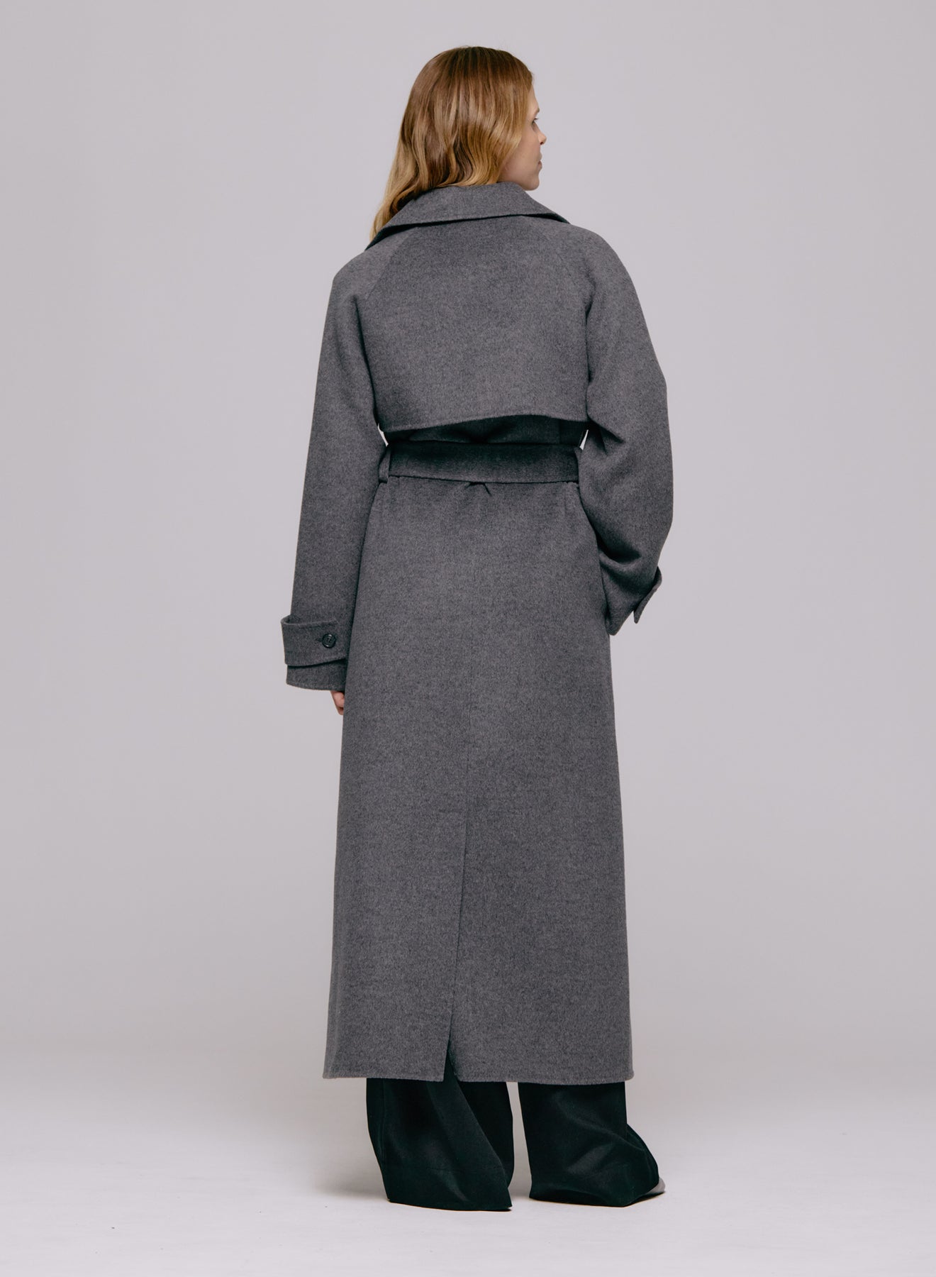 Thale Wool Trenchcoat  - Grey Melange
