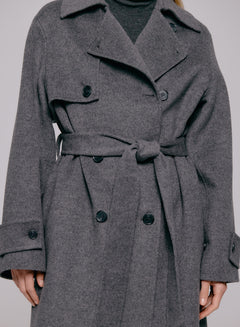 Thale Wool Trenchcoat  - Grey Melange