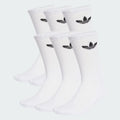 Trefoil Cushion Crew Socks 6-Pack - White