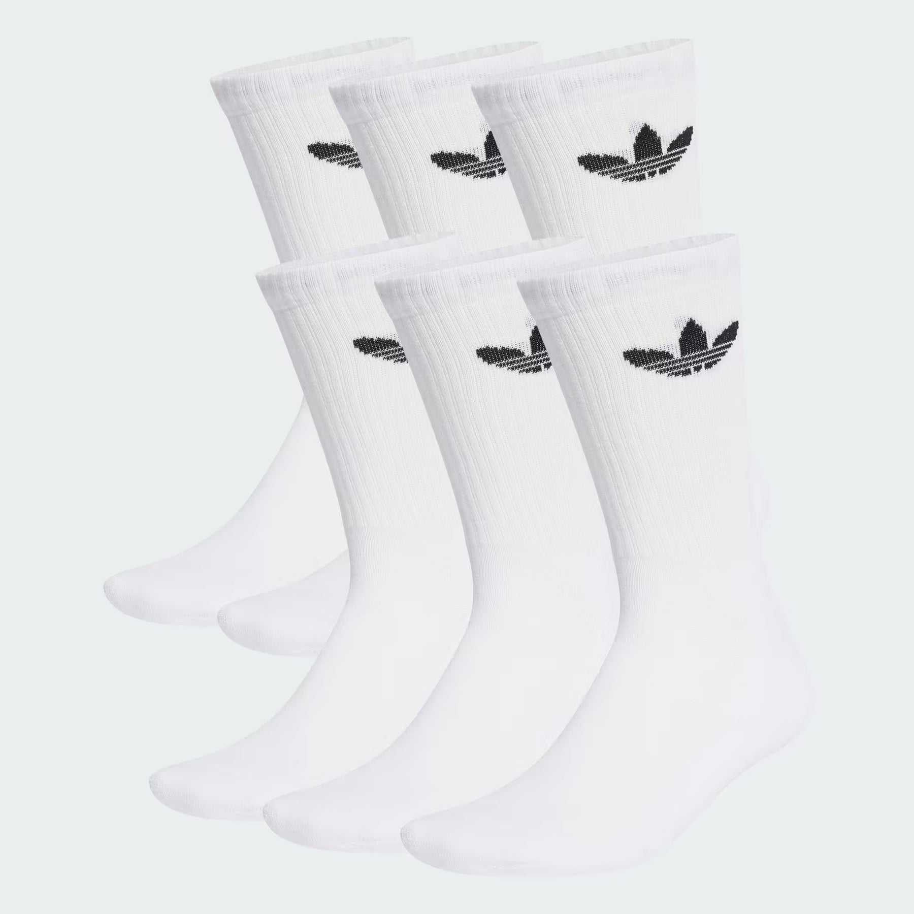 Trefoil Cushion Crew Socks 6-Pack - White