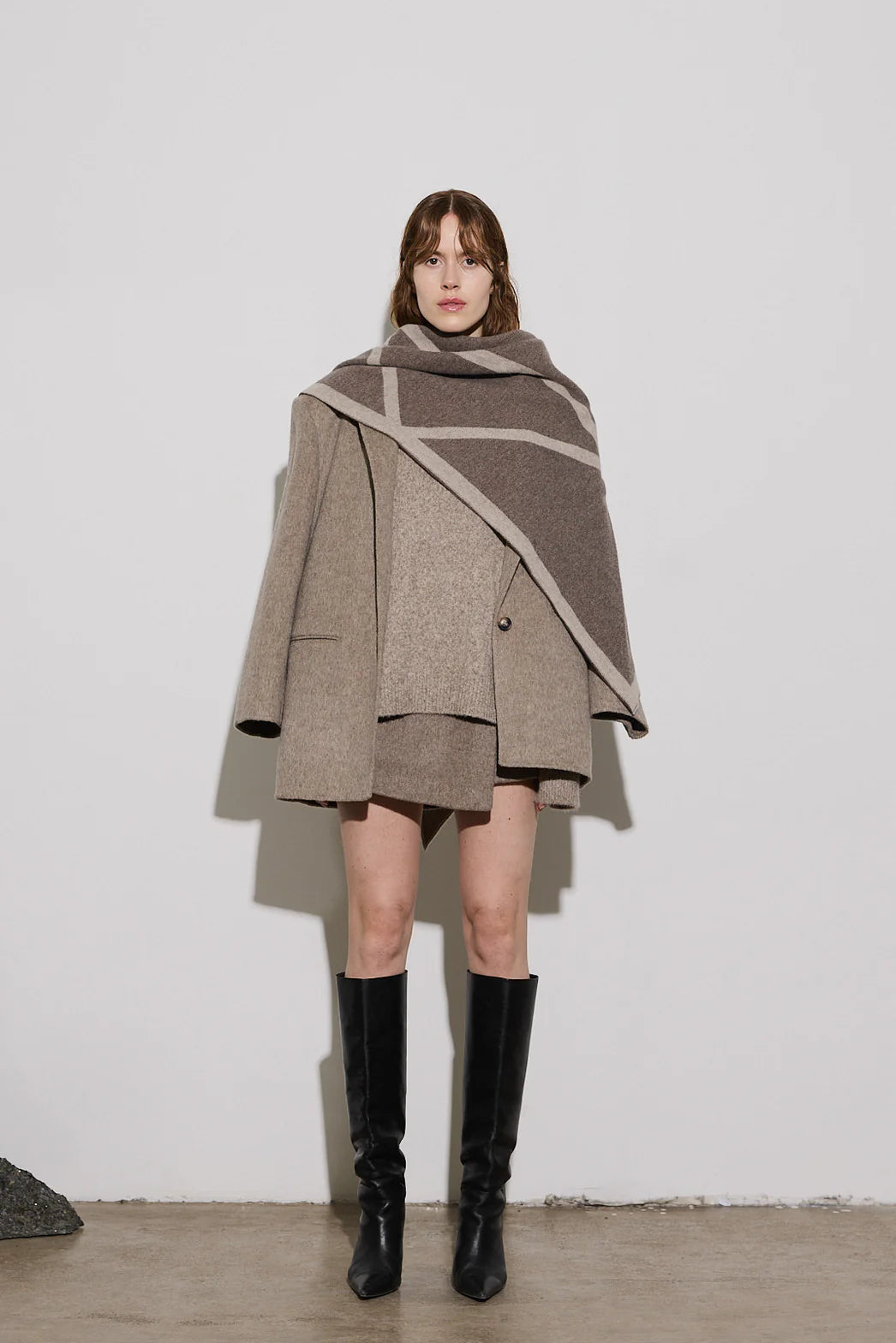 Triangle Scarf Merino - Beige / Light Beige