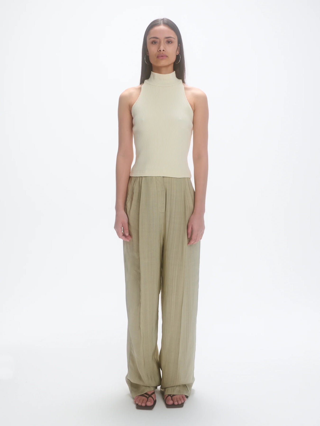 Twisted Back Rib Top - Cream