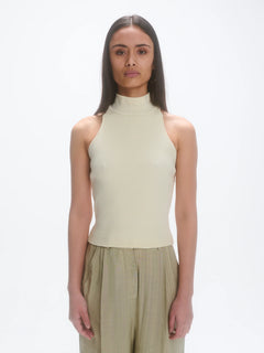 Twisted Back Rib Top - Cream