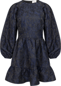 Svanhild Brocade Floral Dress - Dark Navy