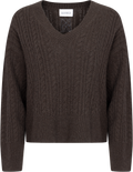 Cathrine Cashmere Cable Knit Sweater - Dark Brown