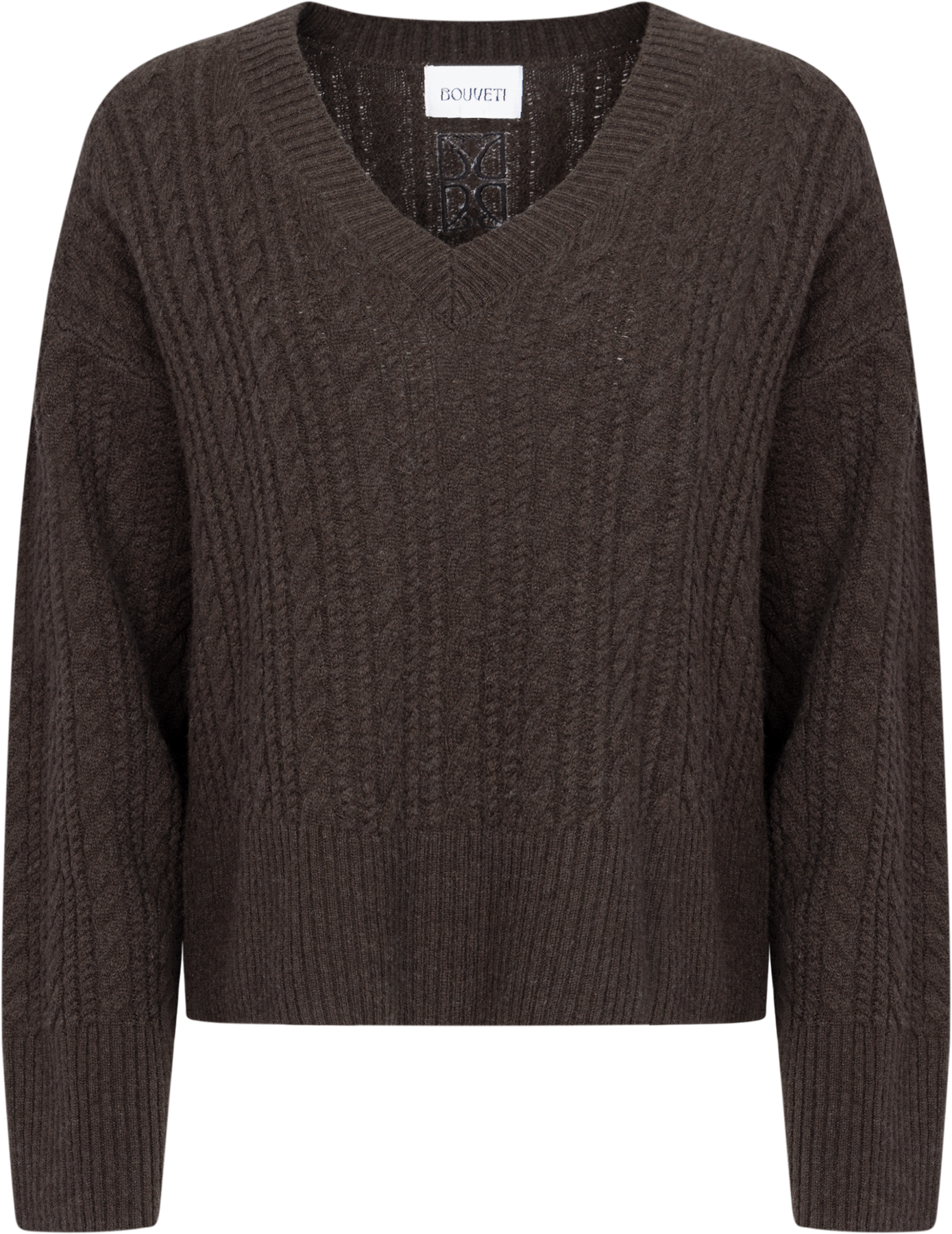 Cathrine Cashmere Cable Knit Sweater - Dark Brown