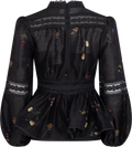 Aliah Garden Blouse - Black Garden Art
