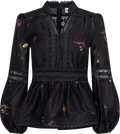 Aliah Garden Blouse - Black Garden Art