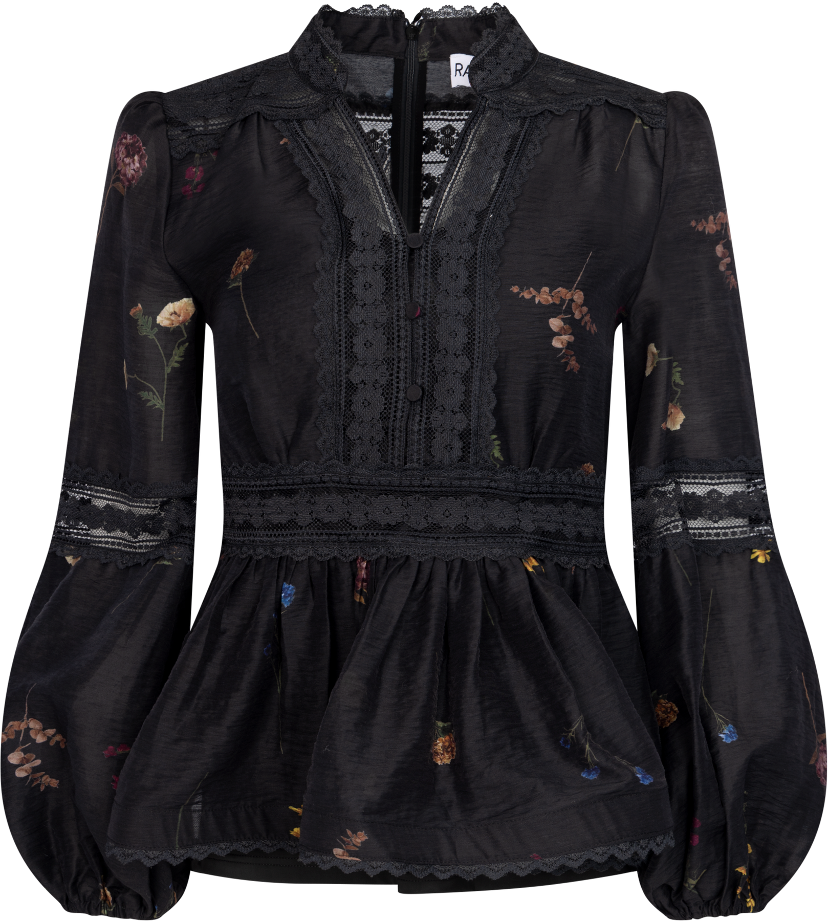 Aliah Garden Blouse - Black Garden Art