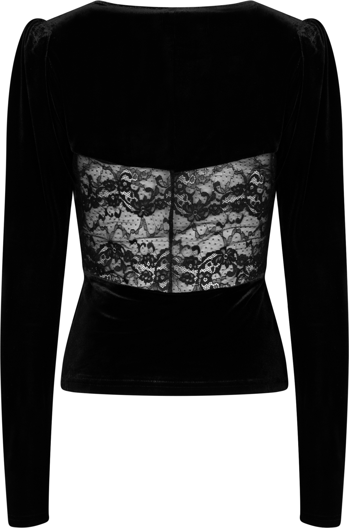 Viola Lace Velour Top - Black