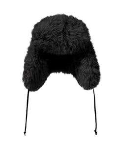 Faux Fur Trapper Hat - Black