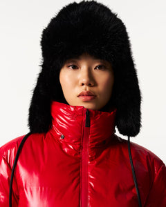 Faux Fur Trapper Hat - Black