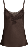 Stina Satin Lace Singlet - Dark Brown