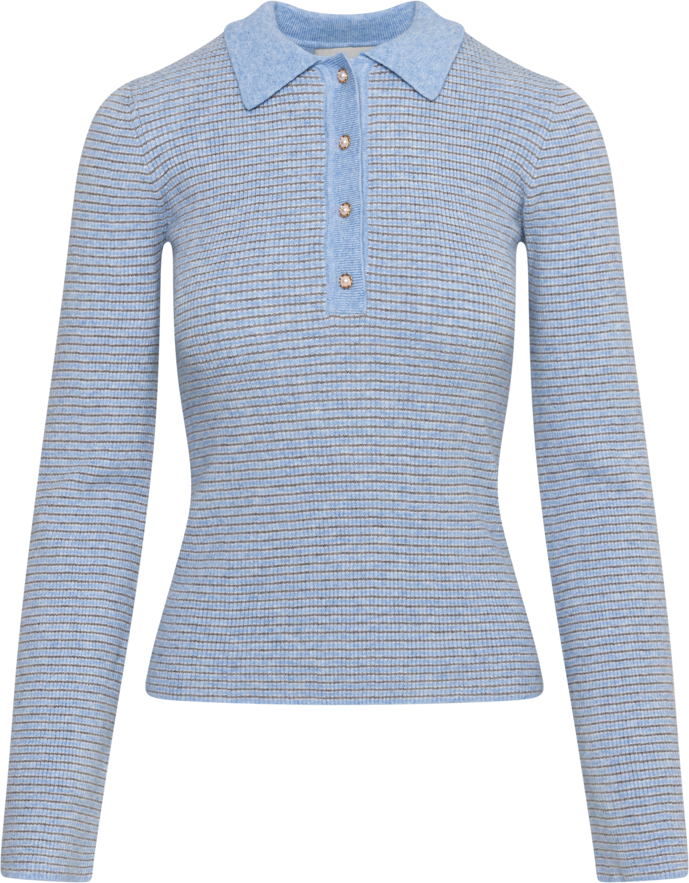 Marte Ls Mini Stripe Polo - Blue